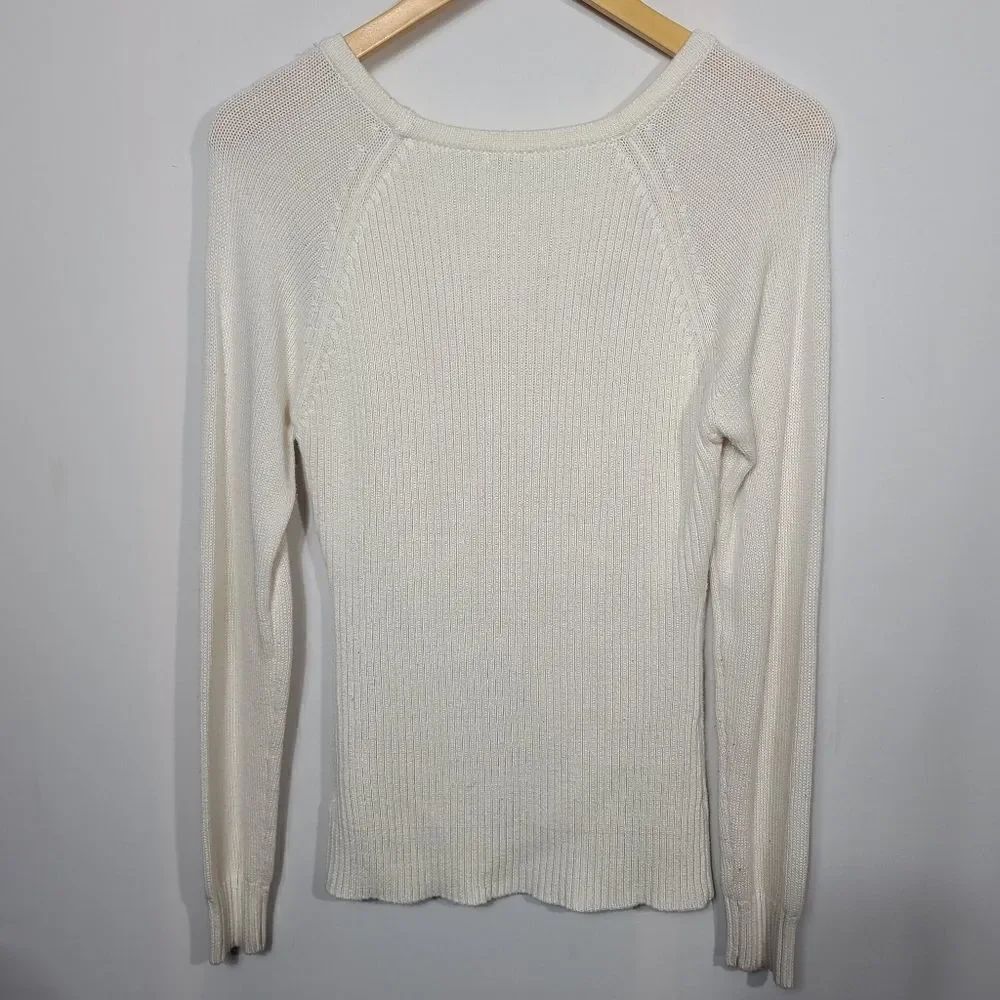 Guess White Sweater With Buttons on Sleeve - Picture 6 of 11